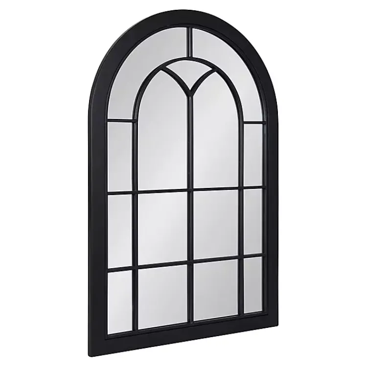 Decorative Mirrors-Kirklands Home Windowpane Arch Geoffrey Mirror Black