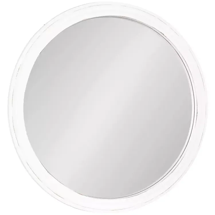 Decorative Mirrors-Kirklands Home Wood Round Mansel Mirror White