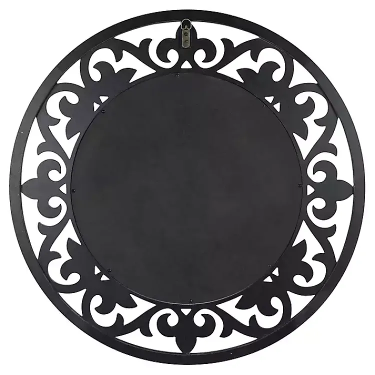 Decorative Mirrors-Kirklands Home washed Wood Round Shavali Mirror White