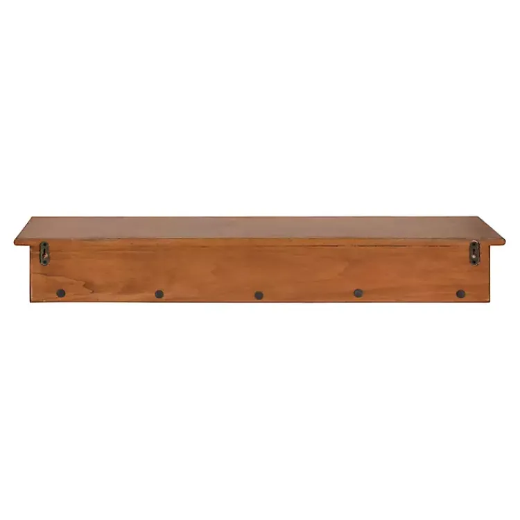 Shelves-Kirklands Home Walnut Wood Alia Shelf with Hooks