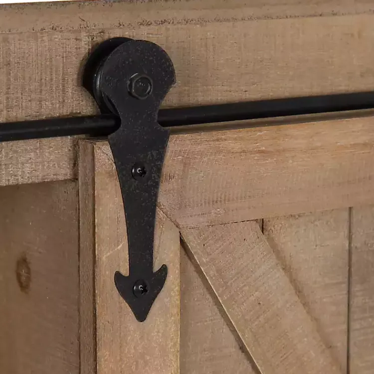 Wall Storage-Kirklands Home Wood Barn Door 5-Shelf Wall Cabinet Brown