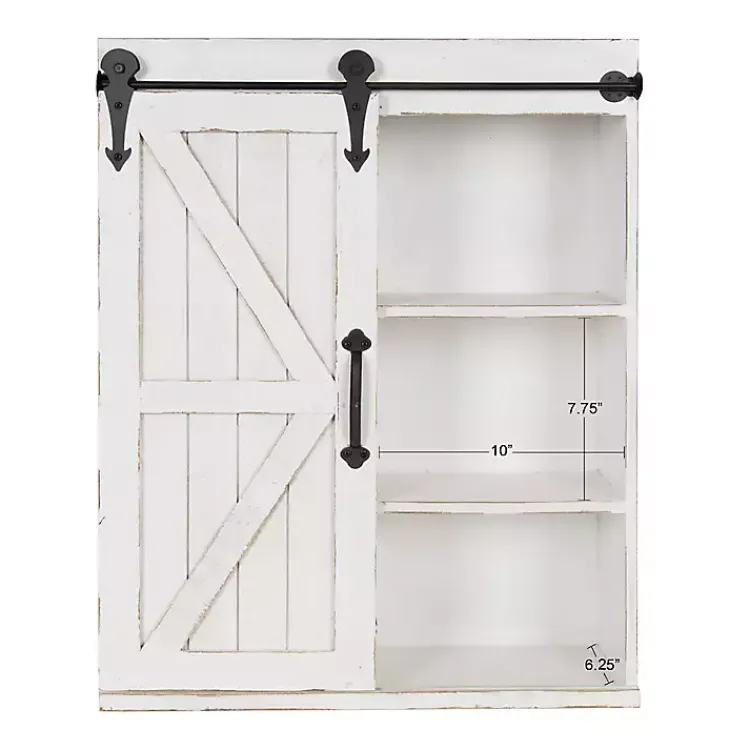 Wall Storage-Kirklands Home Wood Barn Door 5-Shelf Wall Cabinet White