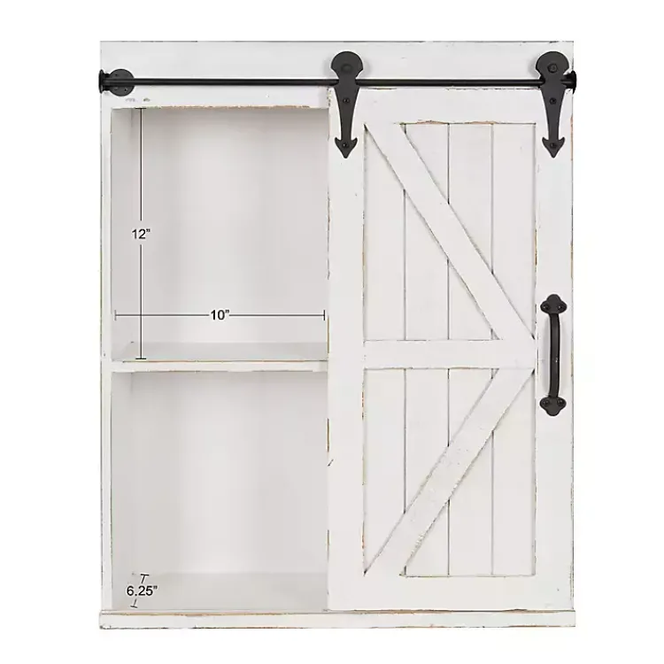 Wall Storage-Kirklands Home Wood Barn Door 5-Shelf Wall Cabinet White