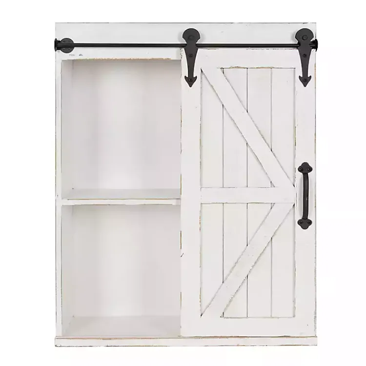 Wall Storage-Kirklands Home Wood Barn Door 5-Shelf Wall Cabinet White