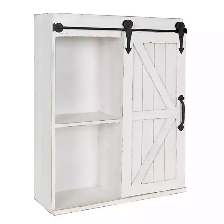 Wall Storage-Kirklands Home Wood Barn Door 5-Shelf Wall Cabinet White