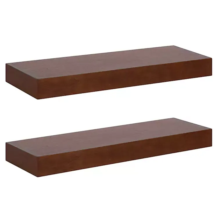 Shelves-Kirklands Home Walnut Brown Floating Shelves, Set of 2