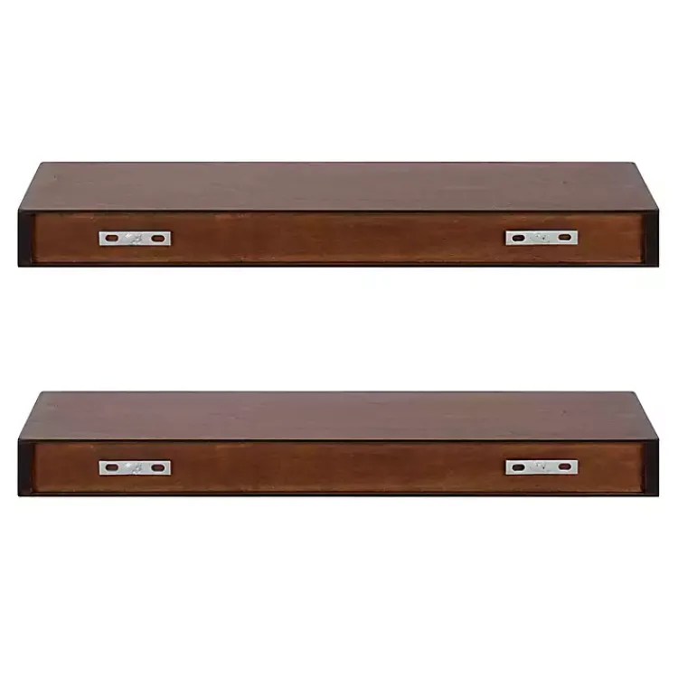 Shelves-Kirklands Home Walnut Brown Floating Shelves, Set of 2