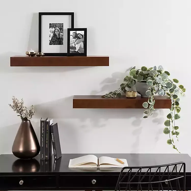 Shelves-Kirklands Home Walnut Brown Floating Shelves, Set of 2