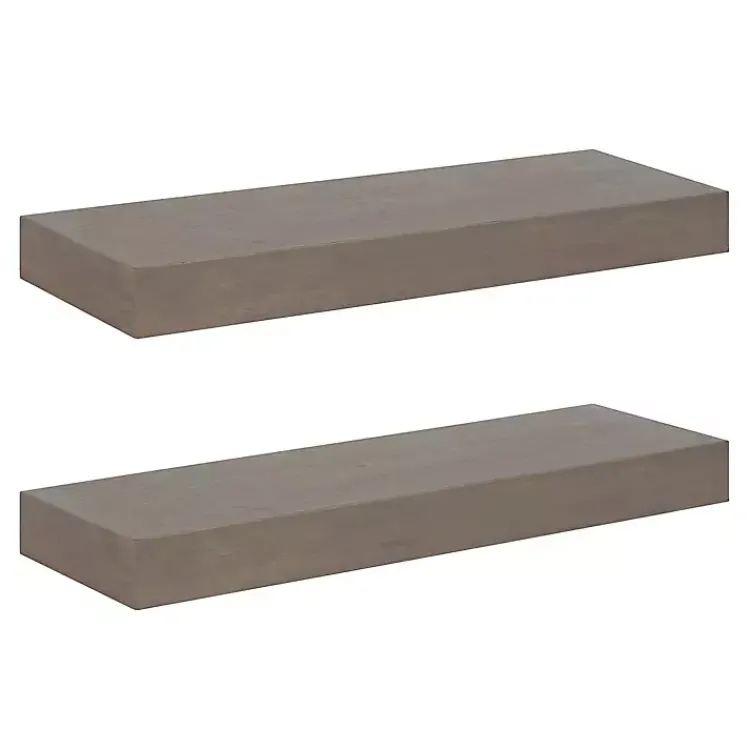 Shelves-Kirklands Home Dark Brown Wood Floating Shelves, Set of 2
