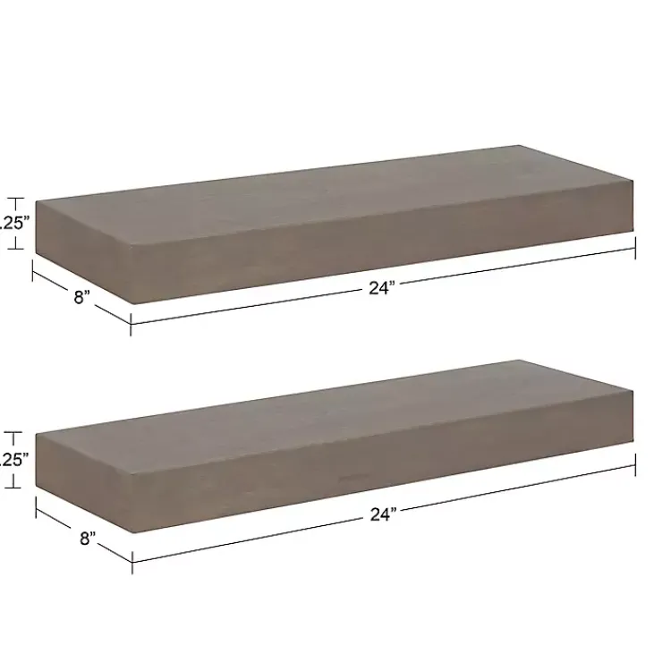Shelves-Kirklands Home Dark Brown Wood Floating Shelves, Set of 2