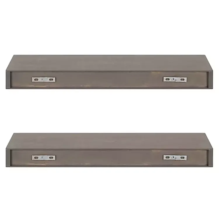 Shelves-Kirklands Home Dark Brown Wood Floating Shelves, Set of 2