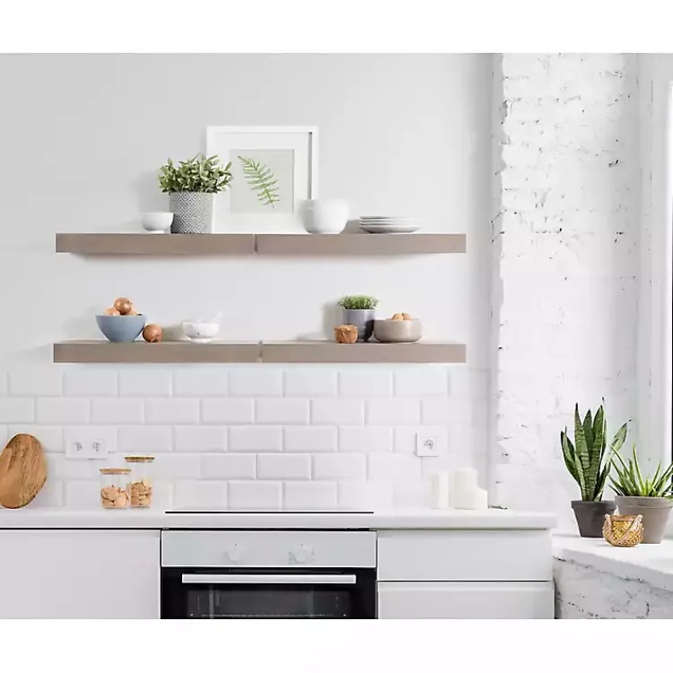 Shelves-Kirklands Home Dark Brown Wood Floating Shelves, Set of 2