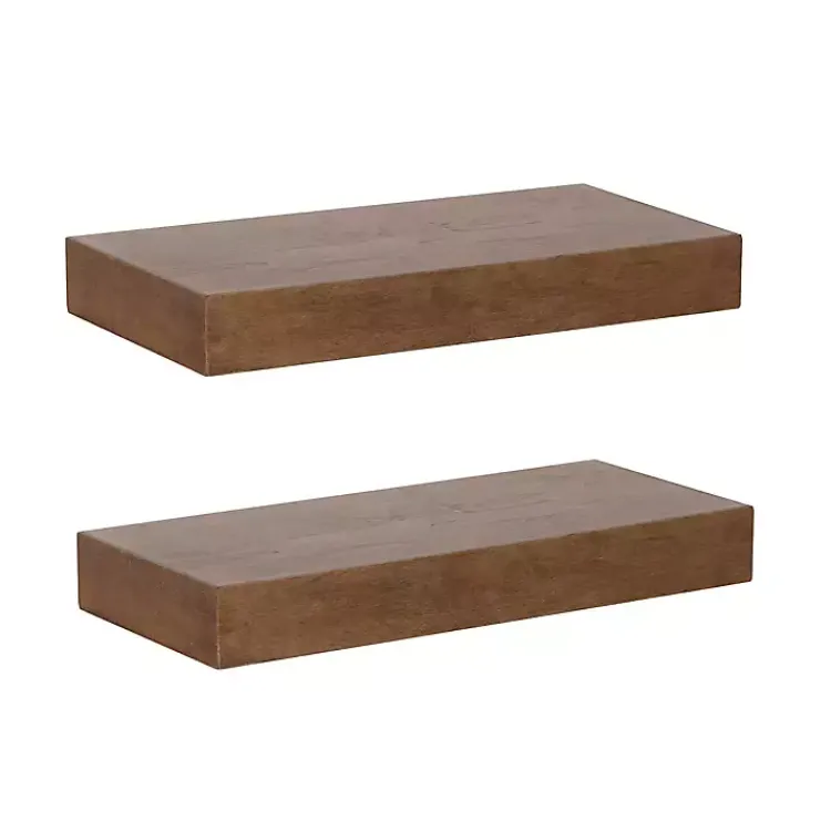 Shelves-Kirklands Home Rustic Wood 2-pc. Floating Shelves, 18 in.