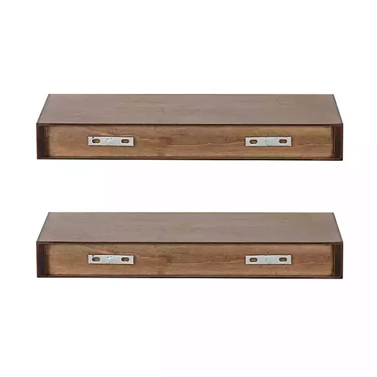 Shelves-Kirklands Home Rustic Wood 2-pc. Floating Shelves, 18 in.