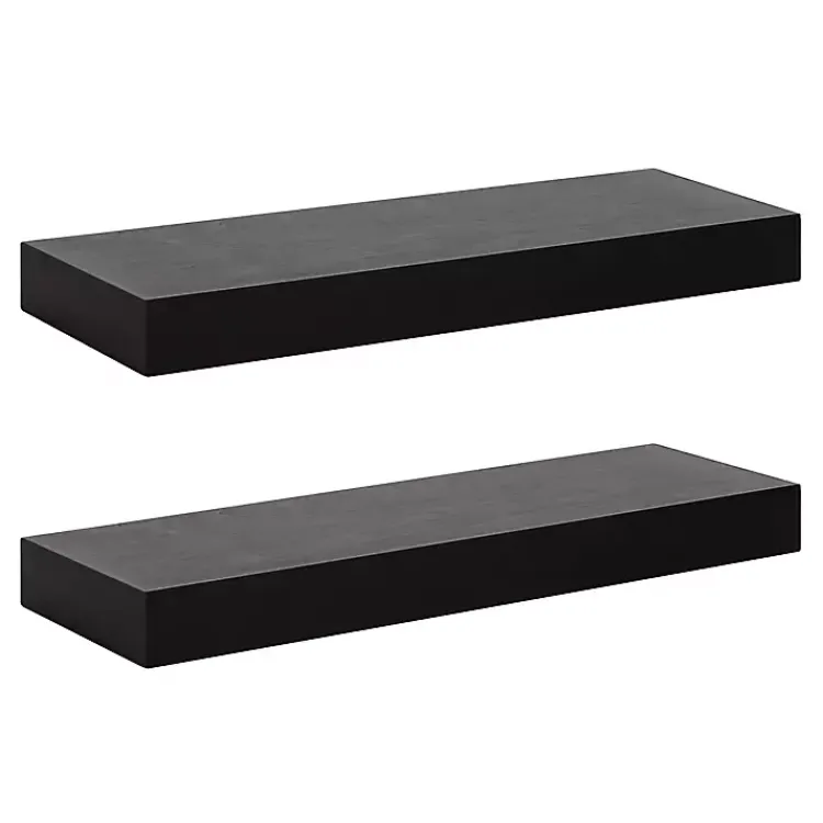 Shelves-Kirklands Home Black Wood 2-pc. Floating Shelves, 24 in.