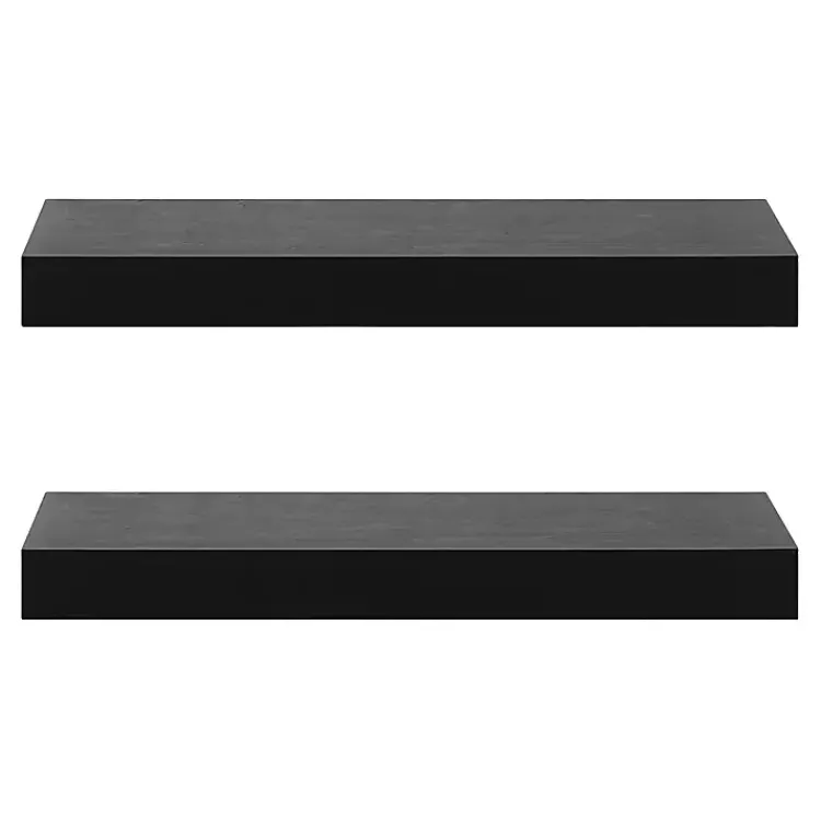 Shelves-Kirklands Home Black Wood 2-pc. Floating Shelves, 24 in.