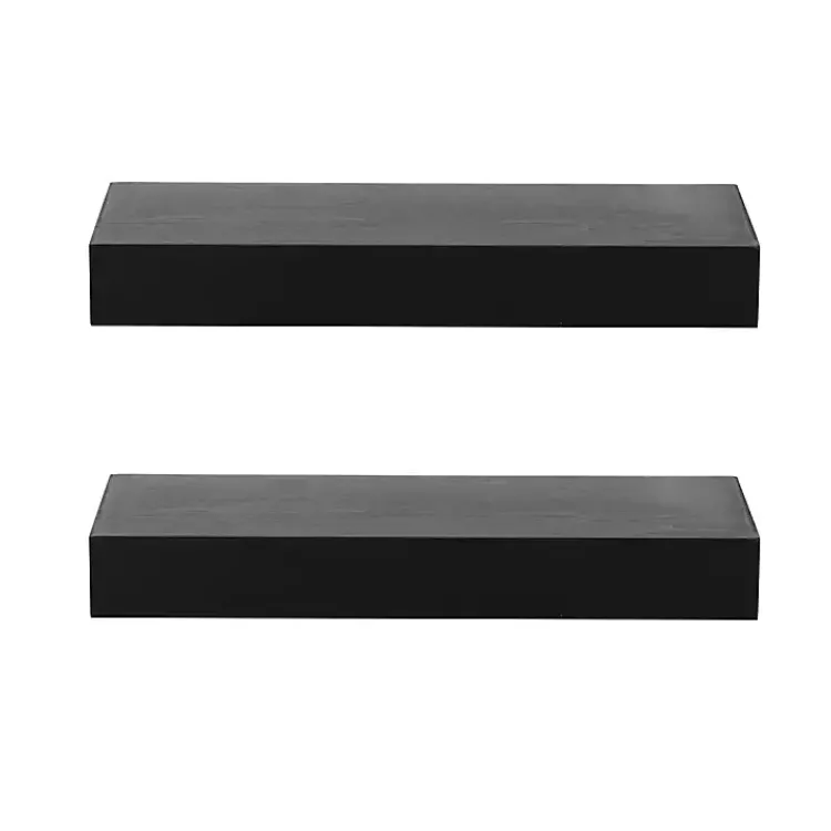 Shelves-Kirklands Home Black Wood 2-pc. Floating Shelves, 18 in.