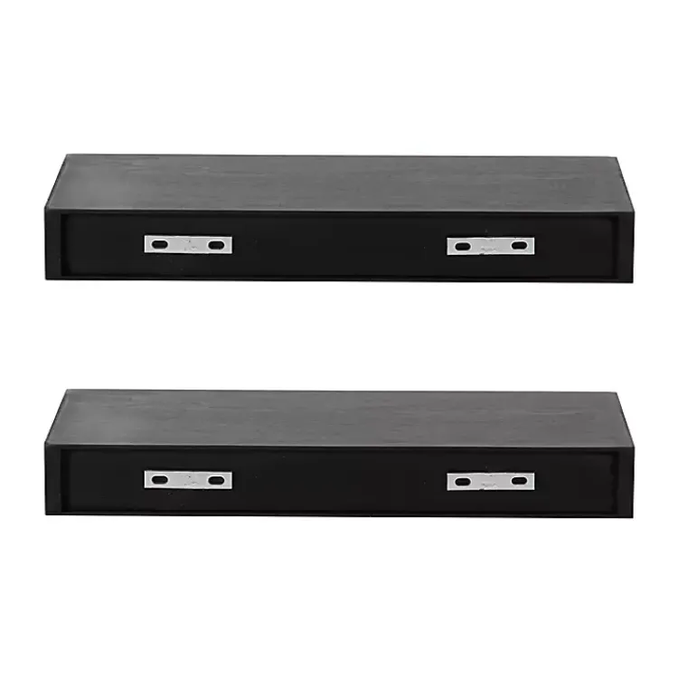 Shelves-Kirklands Home Black Wood 2-pc. Floating Shelves, 18 in.