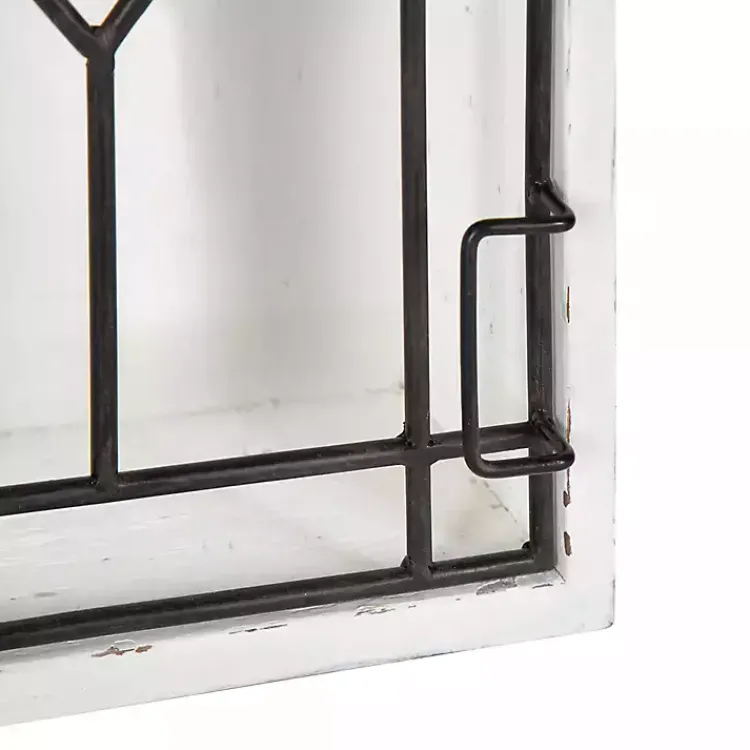 Wall Storage-Kirklands Home Farmhouse Chic White Wood & Iron Wall Cabinet
