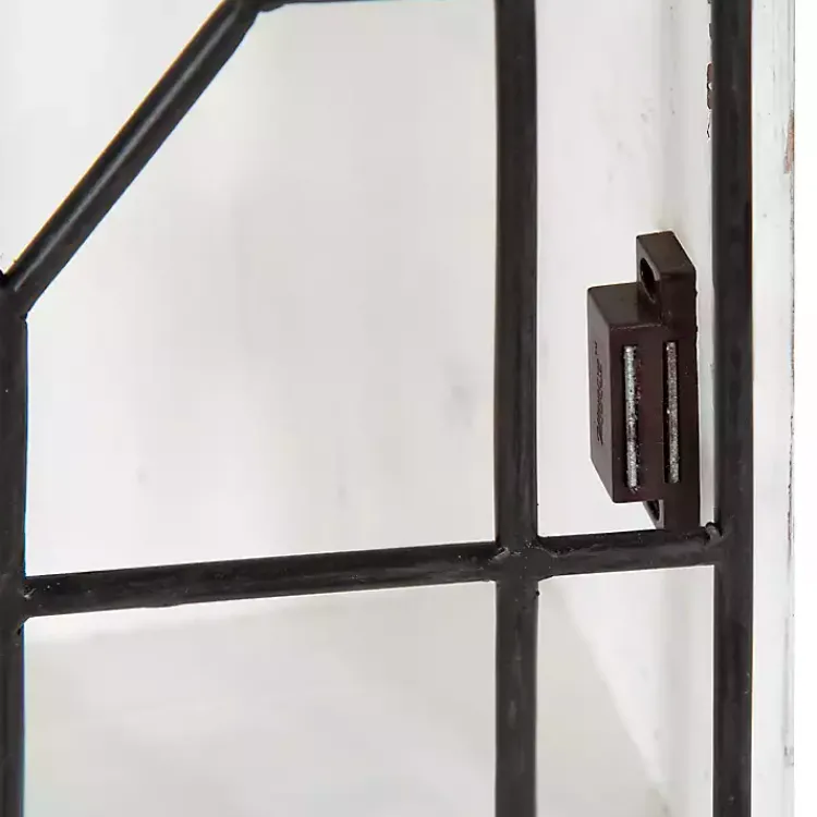 Wall Storage-Kirklands Home Farmhouse Chic White Wood & Iron Wall Cabinet