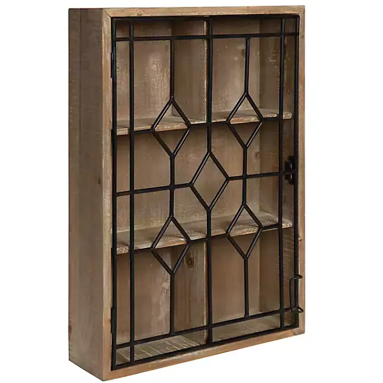 Wall Storage-Kirklands Home Farmhouse Chic Rustic Wood & Iron Wall Cabinet