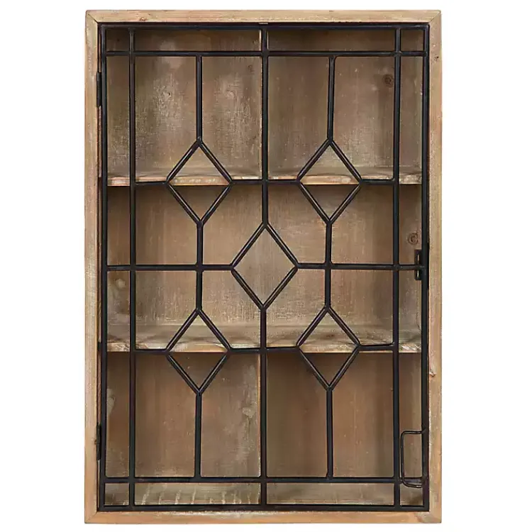 Wall Storage-Kirklands Home Farmhouse Chic Rustic Wood & Iron Wall Cabinet