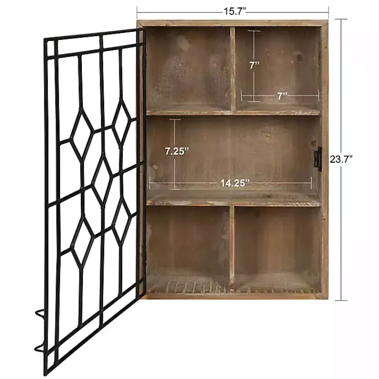 Wall Storage-Kirklands Home Farmhouse Chic Rustic Wood & Iron Wall Cabinet