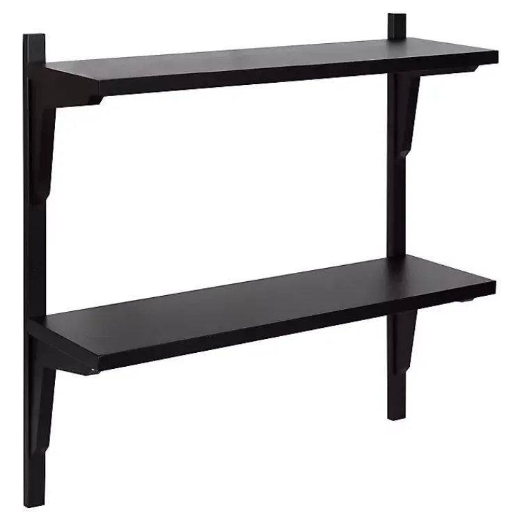 Shelves-Kirklands Home Traditional Two-Tiered Wall Shelf Black