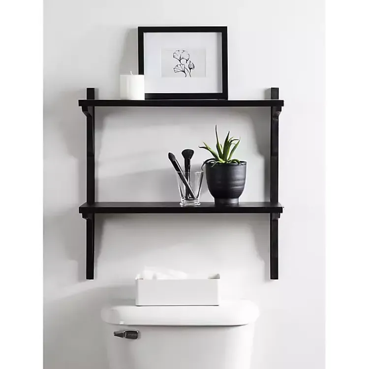 Shelves-Kirklands Home Traditional Two-Tiered Wall Shelf Black