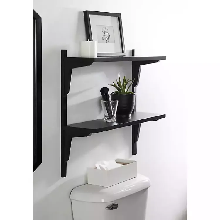 Shelves-Kirklands Home Traditional Two-Tiered Wall Shelf Black