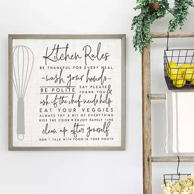 Wall Quotes & Signs-Kirklands Home Kitchen Rules Framed Wall Plaque