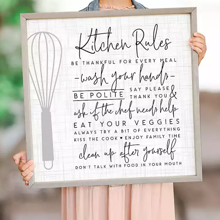 Wall Quotes & Signs-Kirklands Home Kitchen Rules Framed Wall Plaque