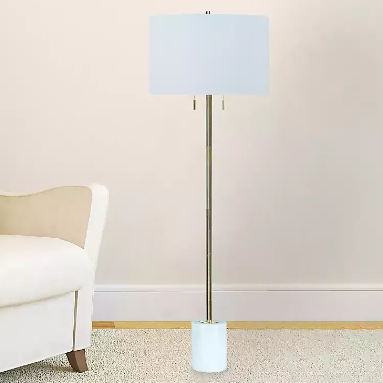 Floor Lamps-Kirklands Home Marble Column Floor Lamp White