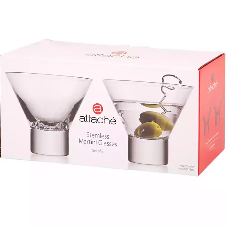 Glassware & Drinkware-Kirklands Home Stemless Martini Glasses, Set of 2 Clear