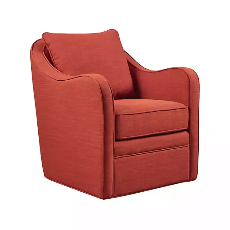 Accent Chairs-Kirklands Home Swivel Upholstered Wide Seat Accent Chair Orange