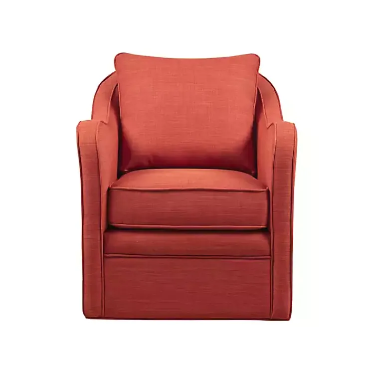 Accent Chairs-Kirklands Home Swivel Upholstered Wide Seat Accent Chair Orange