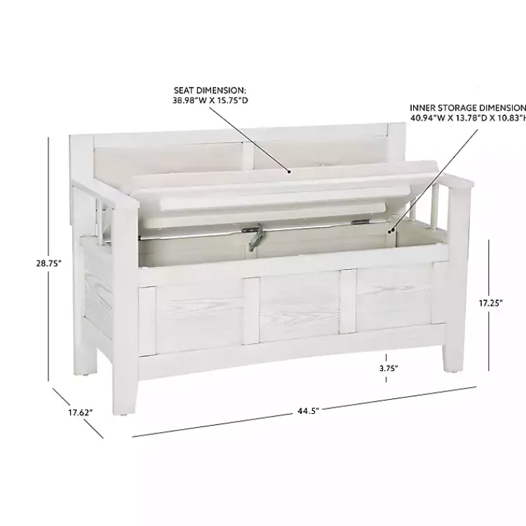 Benches & Ottomans-Kirklands Home White and Beige Carlton Storage Bench