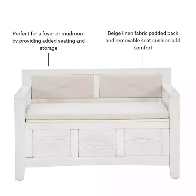 Benches & Ottomans-Kirklands Home White and Beige Carlton Storage Bench