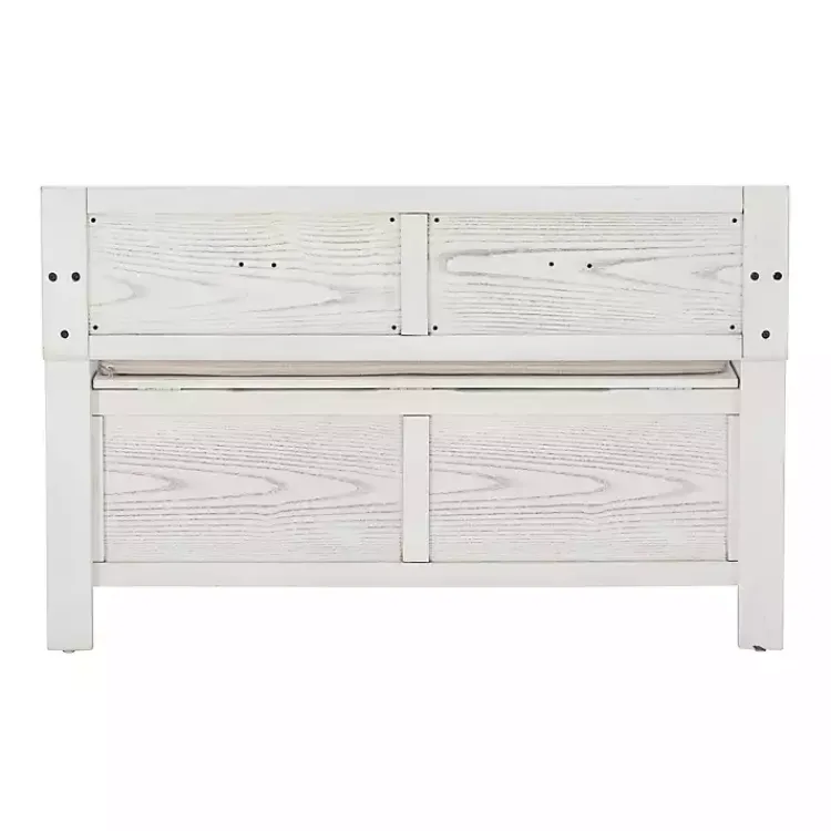 Benches & Ottomans-Kirklands Home White and Beige Carlton Storage Bench