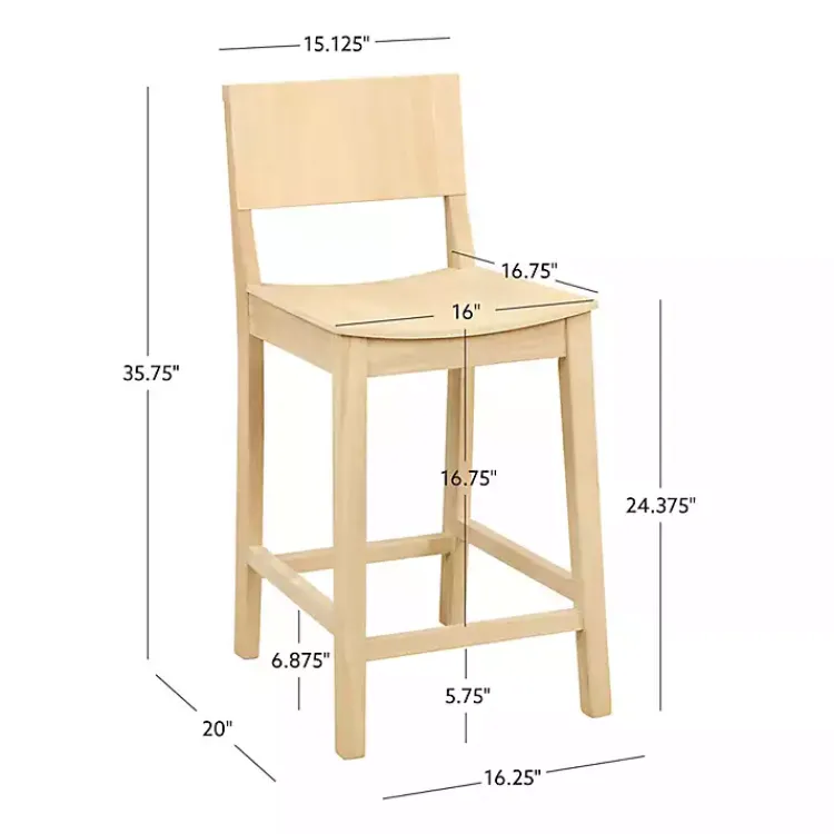 Bar Stools & Counter Height Stools-Kirklands Home Natural Wood Devin Counter Stools, Set of 2 Tan