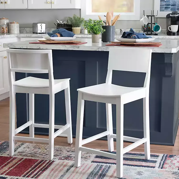Bar Stools & Counter Height Stools-Kirklands Home Wood Devin Counter Stools, Set of 2 White