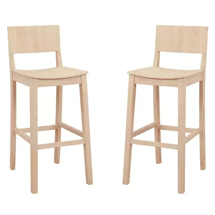 Bar Stools & Counter Height Stools-Kirklands Home Natural Wood Devin Bar Stools, Set of 2 Tan