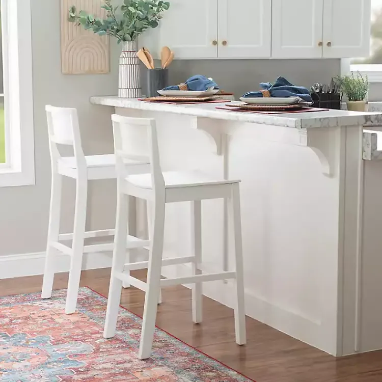 Bar Stools & Counter Height Stools-Kirklands Home Wood Devin Bar Stools, Set of 2 White