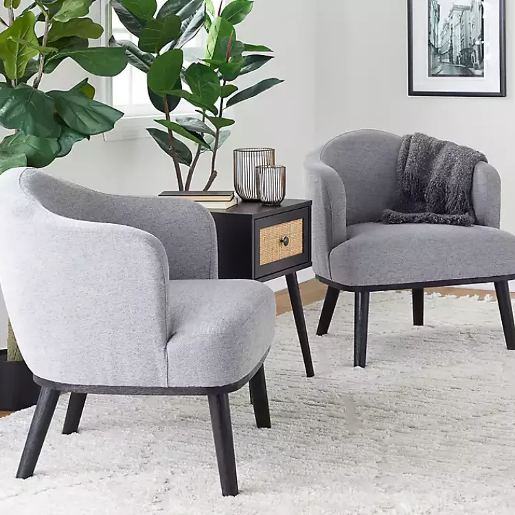 Accent Chairs-Kirklands Home Upholstered Midcentury Modern Accent Chair Gray