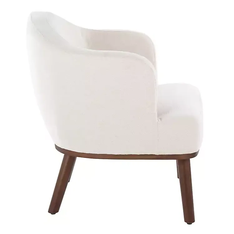Accent Chairs-Kirklands Home Cream Upholstered Midcentury Modern Accent Chair Ivory