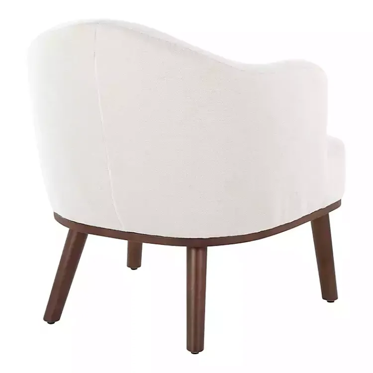 Accent Chairs-Kirklands Home Cream Upholstered Midcentury Modern Accent Chair Ivory