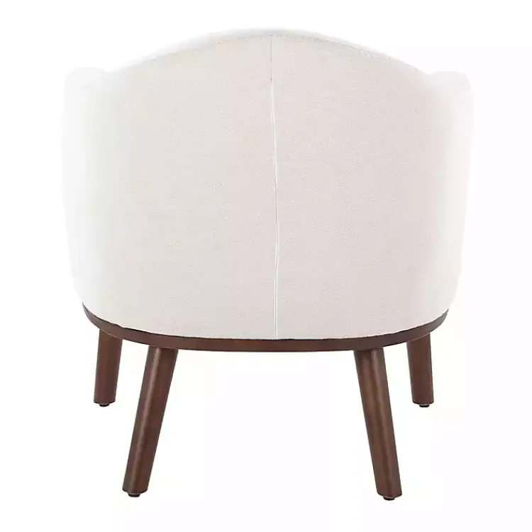 Accent Chairs-Kirklands Home Cream Upholstered Midcentury Modern Accent Chair Ivory