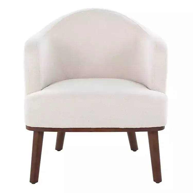 Accent Chairs-Kirklands Home Cream Upholstered Midcentury Modern Accent Chair Ivory