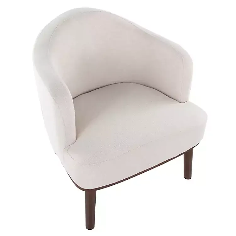Accent Chairs-Kirklands Home Cream Upholstered Midcentury Modern Accent Chair Ivory