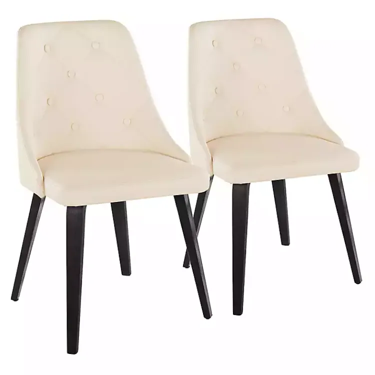 Dining Chairs-Kirklands Home Cream & Black Faux Leather Dining Chairs, Set of 2 Ivory